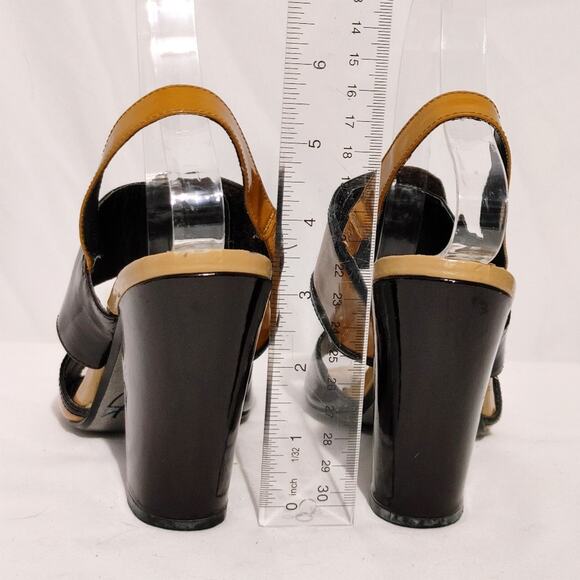Naughty Monkey Happy Planet Sandals Formal Block Heel Black Tan Women Size 6.5 - Picture 5 of 9